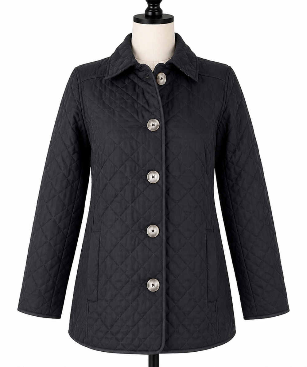 NEW CHICO'S BLACK QUILTED BUTTON JACKET COAT SIZE 4/6